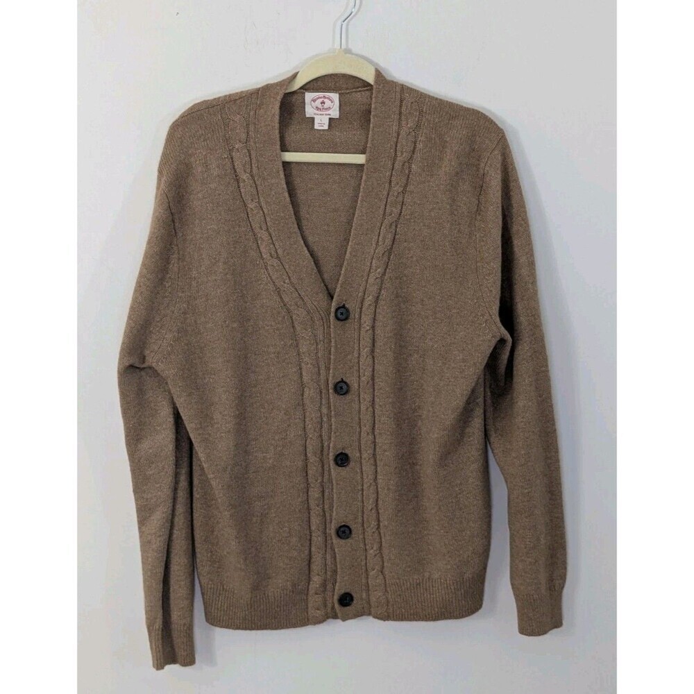 Brooks Brothers Country Club Cardigan Men’s Large Brown Alpaca Blend Italian
